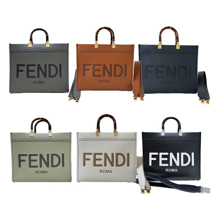 fendi sunshine large smooth calfskin shopping tote bag
